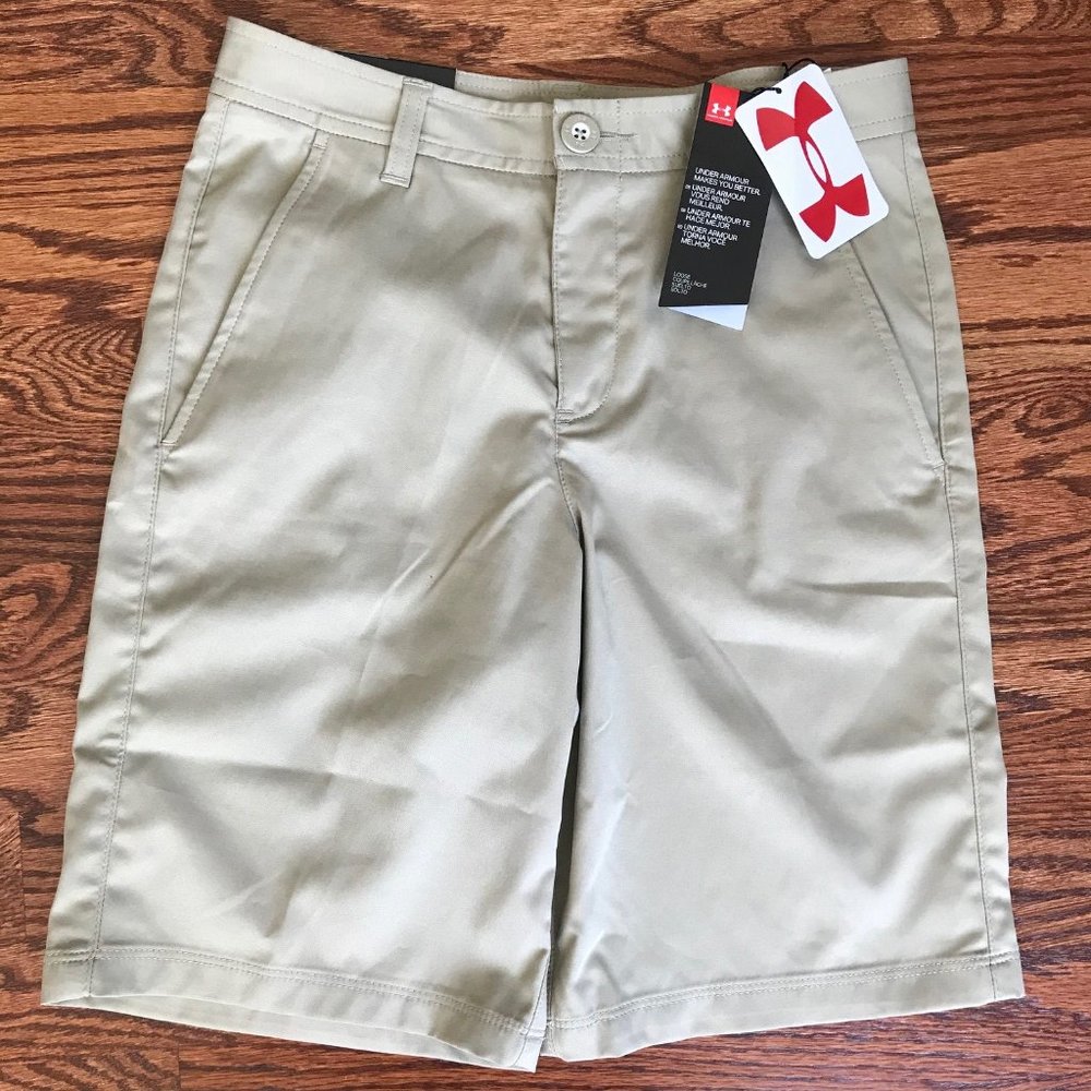 Kids Under Armour Shorts New with Tag Size 14 Color Tan